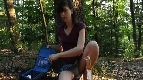 shemale Smoking And Coughing In The Woods