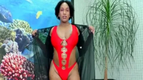 TS Granny Adrieli Pinheiro Self Sucks Her gigantic Horse penis