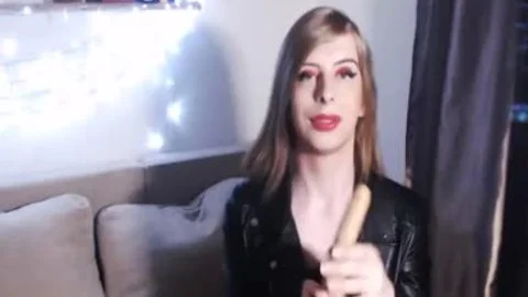 Rock Fan legal age teenager shemale Rides On fake penis And Make Ahegao