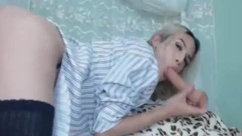 stunning Ts Plays Her giant dildo And moist knob