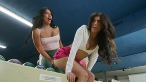 Hung trans babes wreck a hairy brunette ass