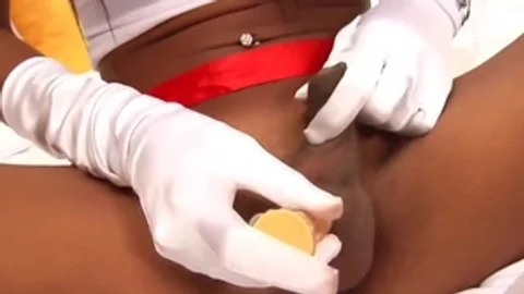 Tanned Ladyboy Nurse Teases With Her monstrous bra buddies And lengthy cock