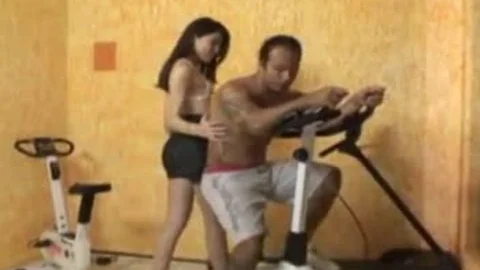 Hispanic ladyboy poked In The Gym