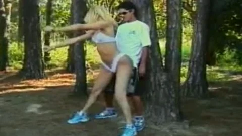 Buff dude Sucks ladyman Claudia Hunter's  Hard Pole previous to pounding Her Chocolate Eye In The Shade Of Trees