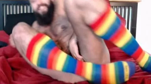 wild FTM Trans chap Plays With His bushy twat In Socks