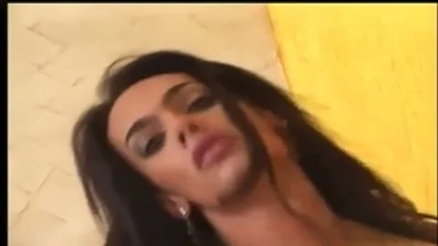 Skinny latina shemale Bonked On A bed