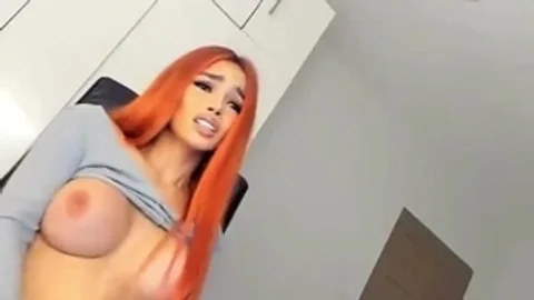 Redhaired latina ladyboy Beauty With big melons Wanks Hard On web camera