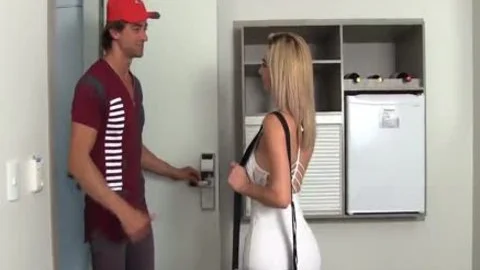 Blond lady-man Nathalia De Castro Flip Flops With A yummy lad