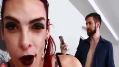 Redhead Trans babe Gently Choked During painfully anal