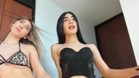 shemale couple Jerking Their big Shaft