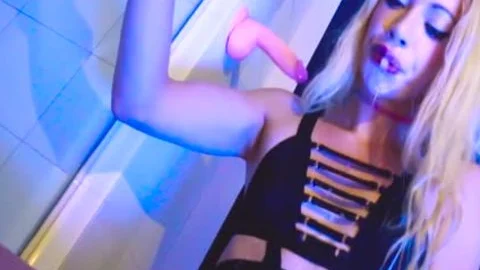 TS Gloryhole fantasy - Sasha De Sade Sissy Bimbo skank engulfing & Gagging BBC